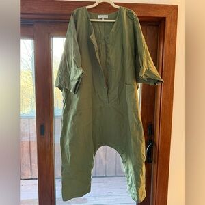 Green Red Sky Button-Up Jumpsuit